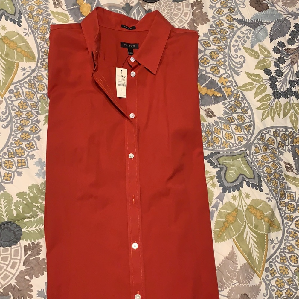 Talbots button down shirt in rust.